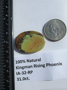 31.0 ct. (32x23x4.5 mm) 100% Natural Kingman Rising Phoenix Turquoise Cabochon Gemstone, # IA 32