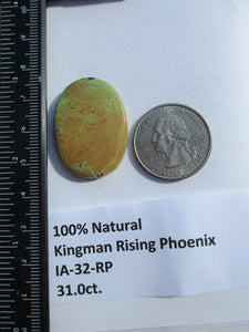 31.0 ct. (32x23x4.5 mm) 100% Natural Kingman Rising Phoenix Turquoise Cabochon Gemstone, # IA 32