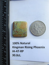 Load image into Gallery viewer, 30.0 ct. (25x23x5 mm) 100% Natural Kingman Rising Phoenix Turquoise Cabochon Gemstone, # IA 47