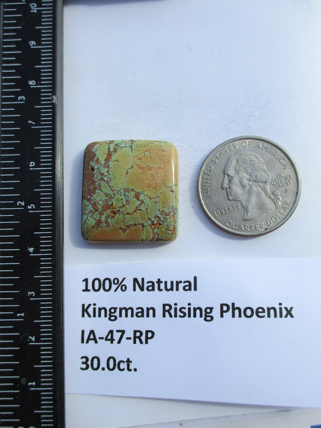 30.0 ct. (25x23x5 mm) 100% Natural Kingman Rising Phoenix Turquoise Cabochon Gemstone, # IA 47