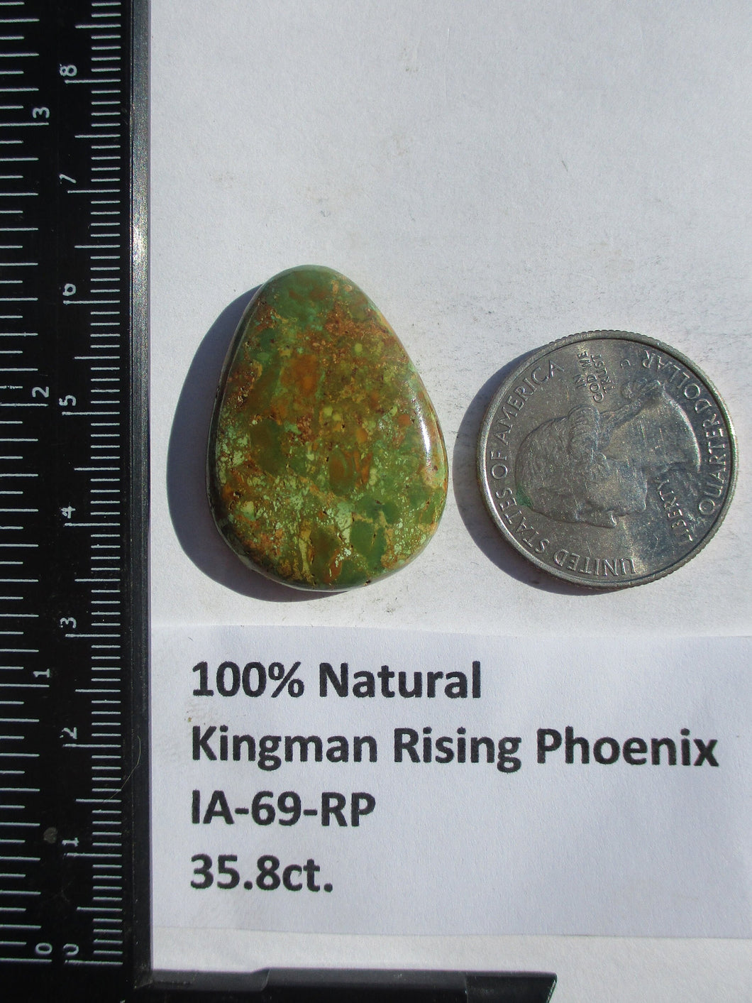 35.8 ct. (31x23x6 mm) 100% Natural Kingman Rising Phoenix Turquoise Cabochon Gemstone, # IA 69