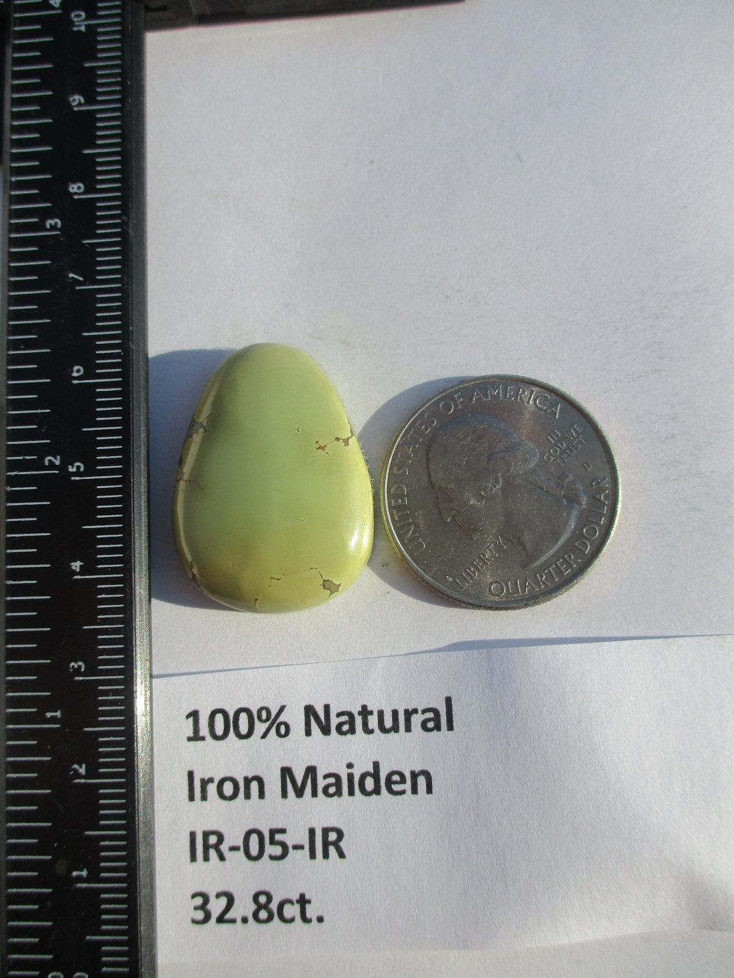 32.8 ct. (28x20.5x7.5 mm) 100% Natural Iron Maiden Turquoise Cabochon Gemstone, # IR 05