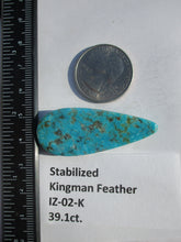 Load image into Gallery viewer, 39.1 ct. (42x19x7 mm) Stabilized Kingman Turquoise Feather Cabochon Gemstone, # IZ 02