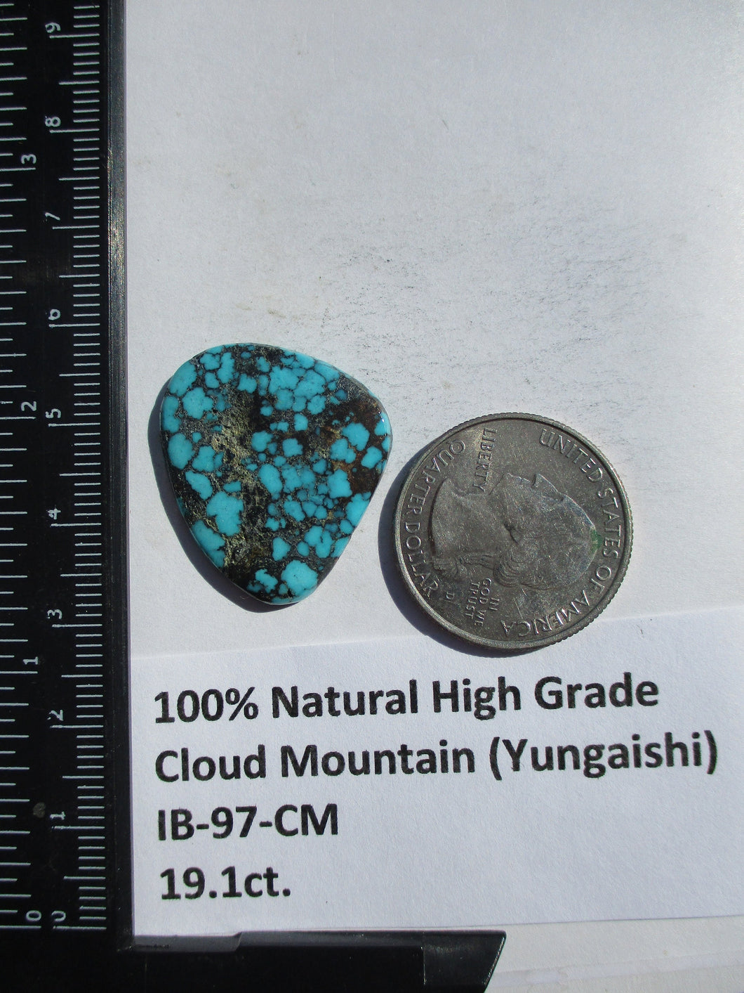 19.1 ct. (28x24x3.5 mm) 100% Natural High Grade Web Cloud Mountain (Hubei) Turquoise Cabochon Gemstone, # IB 97
