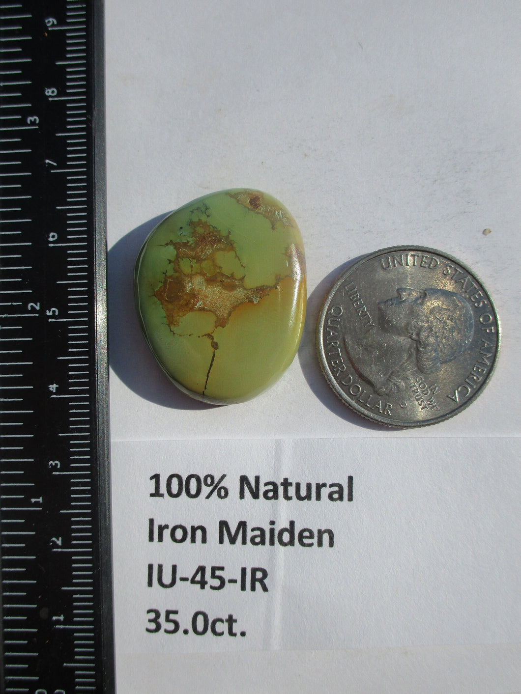 35.0 ct. (29x23x6 mm) 100% Natural Iron Maiden Turquoise Cabochon Gemstone, # IU 45