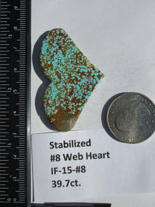 39.7 ct (30x50x4 mm) Stabilized #8 Web Turquoise Designer Heart Cabochon Gemstone, IF 15