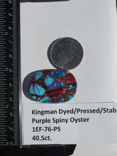 Load image into Gallery viewer, 40.5 ct. (34x24x5 mm) Pressed/Dyed/Stabilized Kingman Purple Spiny Oyster Turquoise Cabochon, Gemstone, # 1EF 76
