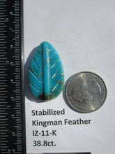 Load image into Gallery viewer, 38.8 ct. (35x21x7 mm) Stabilized Kingman Turquoise Feather Cabochon Gemstone, # IZ 11