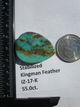 Load image into Gallery viewer, 55.0 ct. (34x26x8 mm) Stabilized Kingman Turquoise Feather Cabochon Gemstone, # IZ 17