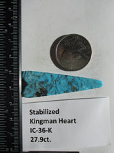 Load image into Gallery viewer, 27.9 ct (52x17.5x5 mm) Stabilized Kingman Turquoise Designer Heart Cabochon Gemstone, # IC 36