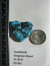 Load image into Gallery viewer, 65.0  ct (34x36x7 mm) Stabilized Kingman Turquoise Heart Cabochon Gemstone, # IC 35