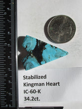 Load image into Gallery viewer, 34.2 ct (38.5x29x6 mm) Stabilized Kingman Turquoise Designer Heart Cabochon Gemstone, # IC 60