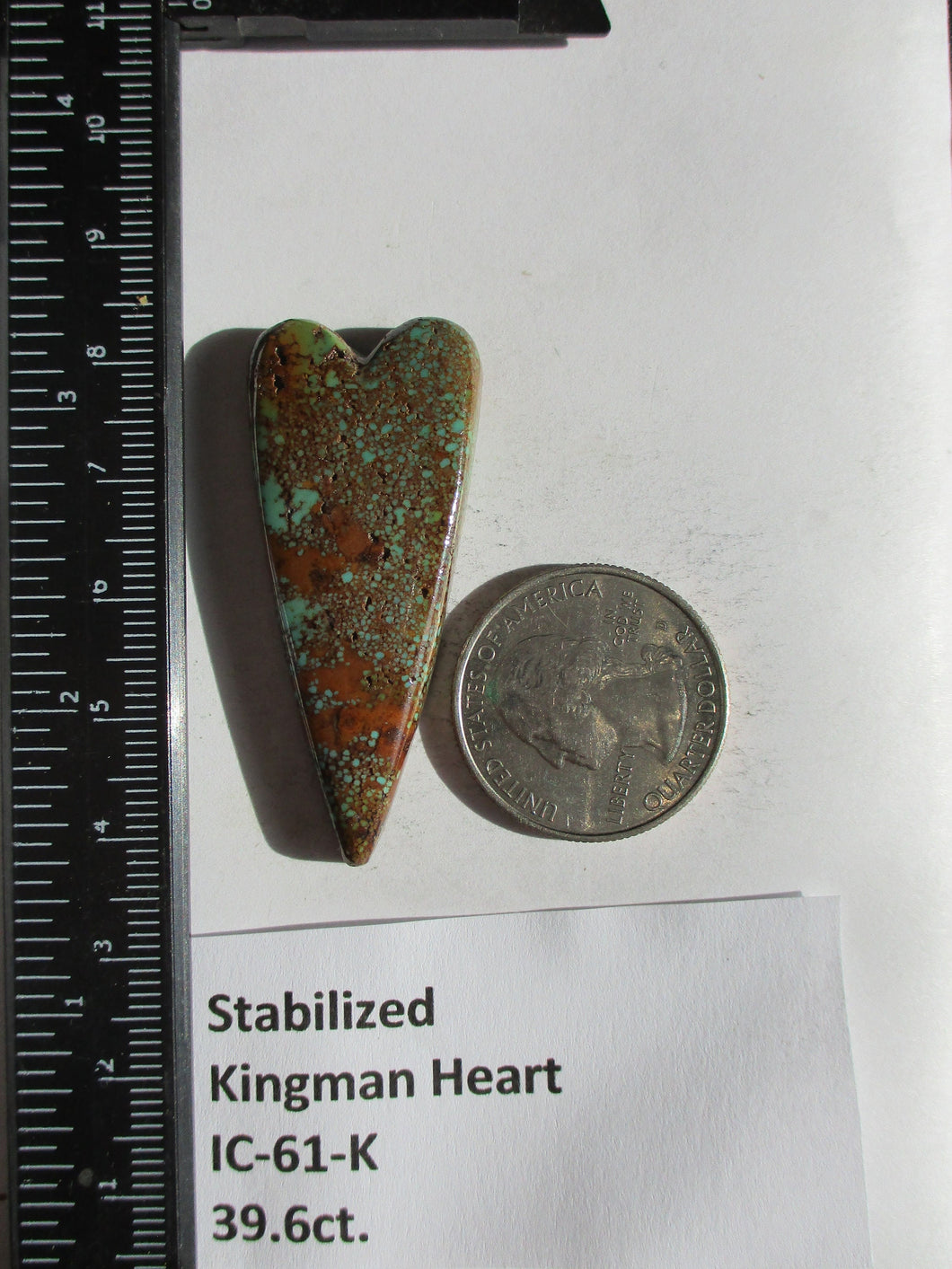 39.6 ct (47.5x20.5x6 mm) Stabilized Kingman Turquoise Designer Heart Cabochon Gemstone, # IC 61