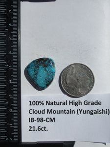 21.6 ct. (23x21x5.5 mm) 100% Natural High Grade Web Cloud Mountain (Hubei) Turquoise Cabochon Gemstone, # IB 98