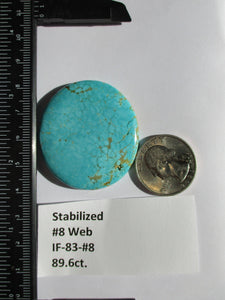 89.6 ct (43.5x40x6.5 mm) Stabilized Web #8 Turquoise, Cabochon Gemstone, # IF 83