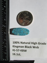 Load image into Gallery viewer, 16.1 ct. (26.2x12x5.5 mm) Natural High Grade Kingman Black Web Turquoise Cabochon Gemstone, # IG 57