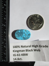 Load image into Gallery viewer, 14.8 ct. (23x15.5x4.5 mm) Natural High Grade Kingman Black Web Turquoise Cabochon Gemstone, # IG 61