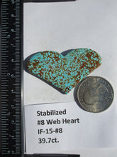 Load image into Gallery viewer, 39.7 ct (30x50x4 mm) Stabilized #8 Web Turquoise Designer Heart Cabochon Gemstone, IF 15