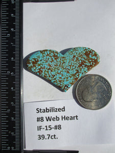 39.7 ct (30x50x4 mm) Stabilized #8 Web Turquoise Designer Heart Cabochon Gemstone, IF 15
