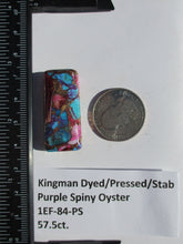 Load image into Gallery viewer, 57.5 ct. (36x16x8.5 mm) Pressed/Dyed/Stabilized Kingman Purple Spiny Oyster Turquoise Cabochon, Gemstone, 1EF 84