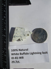 Load image into Gallery viewer, 29.7 ct (35x24x5.5 mm) 100% Natural White Buffalo Lightning Bolt Cabochon Gemstone, # ID 81
