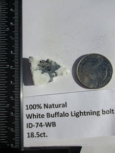 18.5 ct (29x20x5 mm) 100% Natural White Buffalo Lightning Bolt Cabochon Gemstone, # ID 74