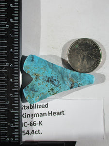 54.4 ct (48x33.5x7 mm) Stabilized Kingman Turquoise Designer Heart Cabochon Gemstone, # IC 66