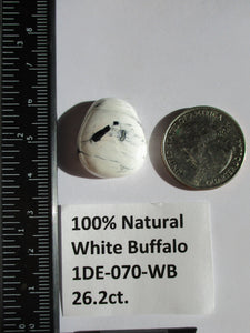26.2 ct (23x20x7 mm) 100% Natural White Buffalo Cabochon Gemstone, # 1DE 070