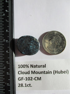 28.1 ct. (22x18.5x8 mm) 100% Natural Cloud Mountain (Hubei) Turquoise, Cabochon, Gemstone, # GF 102