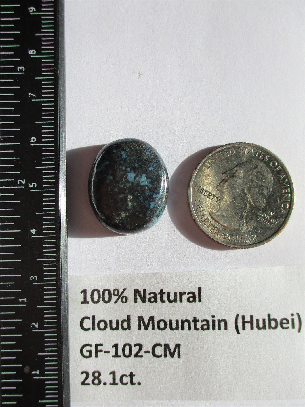 28.1 ct. (22x18.5x8 mm) 100% Natural Cloud Mountain (Hubei) Turquoise, Cabochon, Gemstone, # GF 102