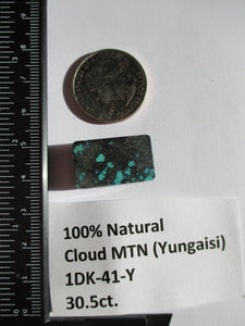 30.5 ct. (26x21x5.5 mm) 100% Natural Cloud Mountain (Yungaisi) Turquoise  Cabochon, Gemstone, # 1DK 41