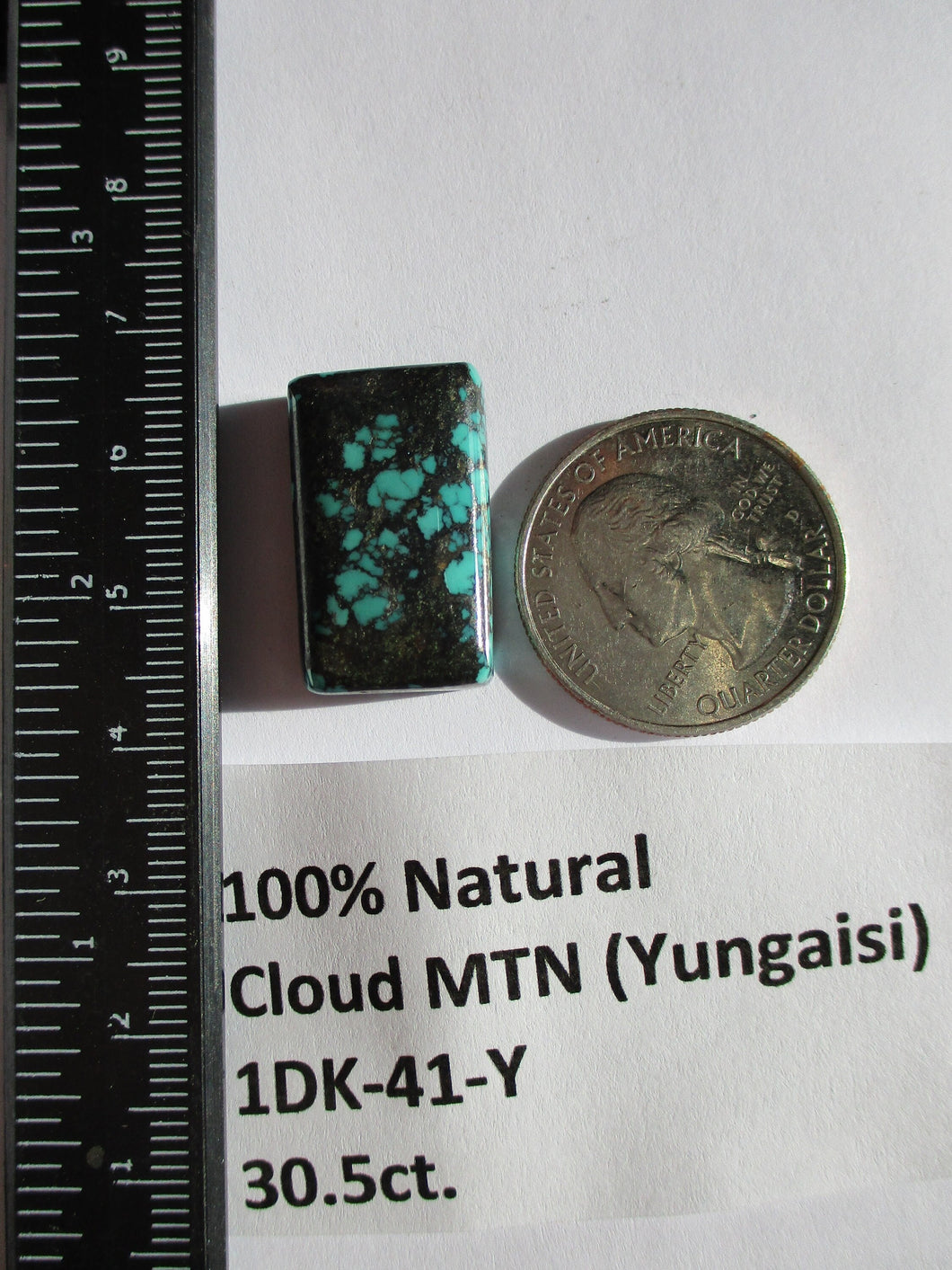 30.5 ct. (26x21x5.5 mm) 100% Natural Cloud Mountain (Yungaisi) Turquoise  Cabochon, Gemstone, # 1DK 41