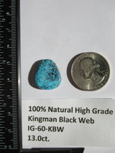 Load image into Gallery viewer, 13.0 ct. (19x17x5 mm) Natural High Grade Kingman Black Web Turquoise Cabochon Gemstone, # IG 60
