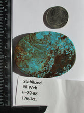 Load image into Gallery viewer, 176.1 ct (65x48x7 mm) Stabilized Web #8 Turquoise, Cabochon Gemstone, # IF 70