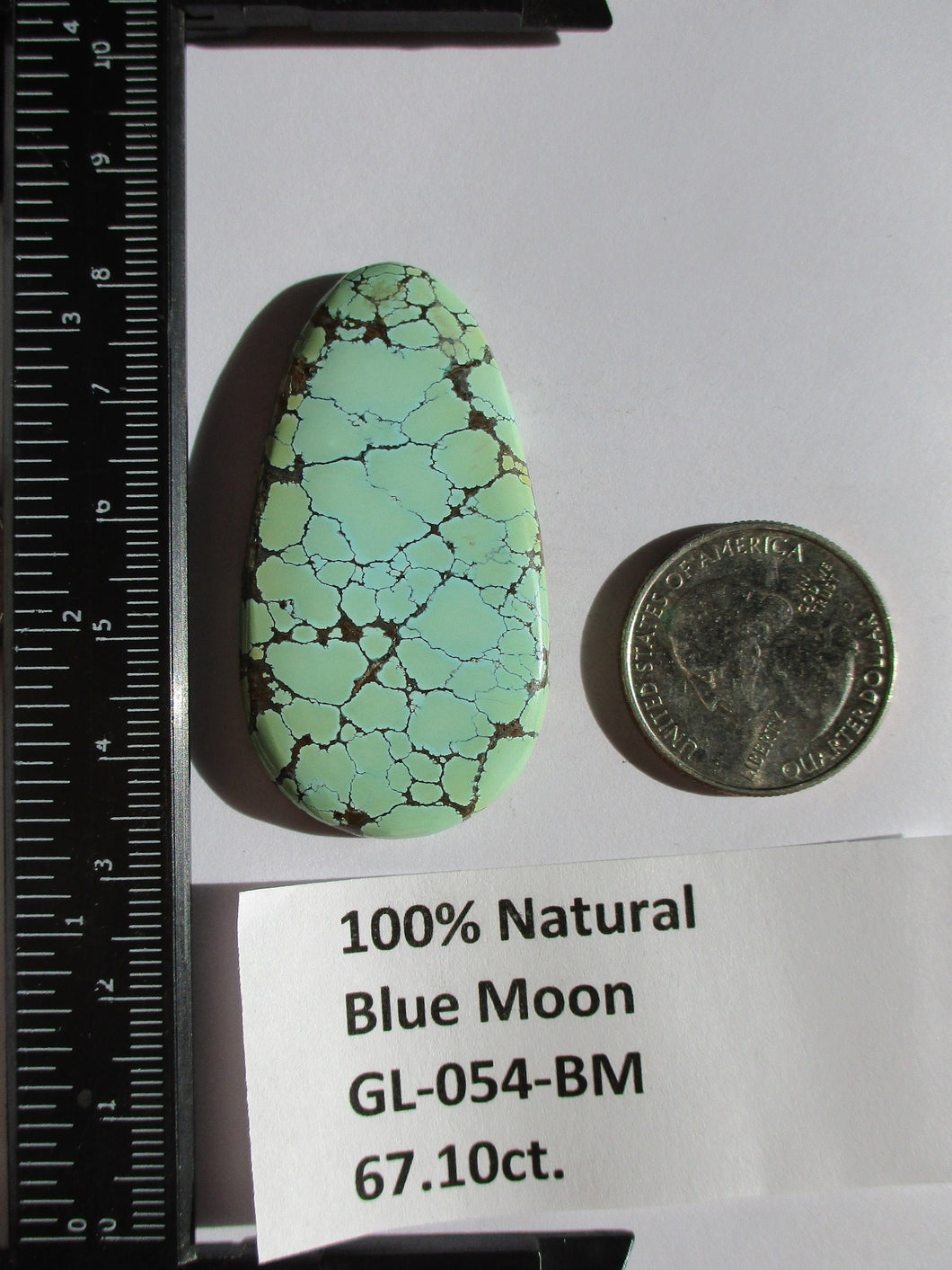 67.1 ct. (51x27x6 mm) 100% Natural Web Blue Moon Turquoise Cabochon Gemstone # GL 054