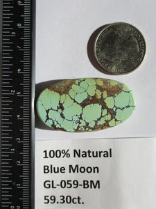 59.3 ct. (43x23x7 mm) 100% Natural Web Blue Moon Turquoise Cabochon Gemstone # GL 059