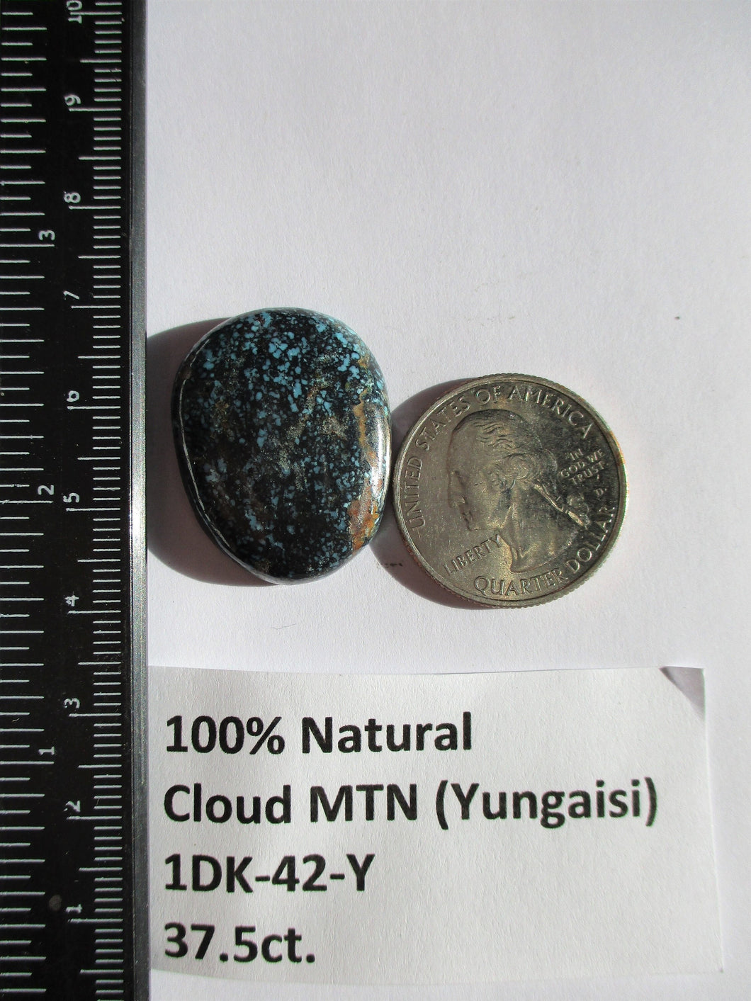 37.5 ct. (28x22.5x7 mm) 100% Natural Cloud Mountain (Yungaisi) Turquoise  Cabochon, Gemstone, # 1DK 42