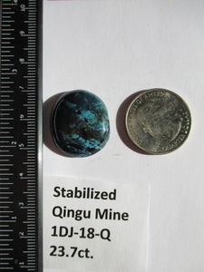 23.7 ct. (25x22x6.5 mm) Stabilized Qingu Mine (Hubei) Turquoise Cabochon Gemstone, # 1DJ 018