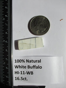 16.5 ct. (30x12x4 mm) 100% Natural White Buffalo Cabochon Gemstone # HI 10