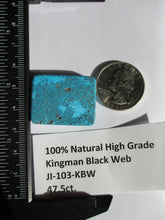 Load image into Gallery viewer, 47.5ct. (30x23x6 mm) Natural High Grade Kingman Black Web Turquoise Cabochon Gemstone, # JI 103