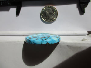 67.7ct. (38.5 round x 5.5 mm) Natural High Grade Kingman Black Web Turquoise Cabochon Gemstone, # JI 104
