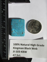 Load image into Gallery viewer, 47.5ct. (30x23x6 mm) Natural High Grade Kingman Black Web Turquoise Cabochon Gemstone, # JI 103