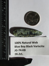 Load image into Gallery viewer, 28.2 ct. (39x13.5x5 mm) Natural Blue Boy Black Variscite Cabochon Gemstone, # JG 74