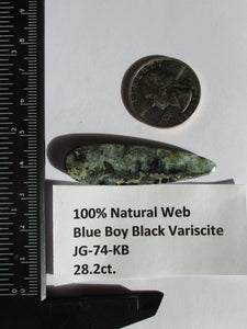 28.2 ct. (39x13.5x5 mm) Natural Blue Boy Black Variscite Cabochon Gemstone, # JG 74