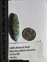 Load image into Gallery viewer, 44.0 ct. (53x15.5x7 mm) Natural Blue Boy Black Variscite Cabochon Gemstone, # JH 01