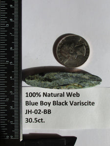 30.5 ct. (52.5x12.5x6 mm) Natural Blue Boy Black Variscite Cabochon Gemstone, # JH 02