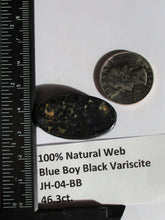 Load image into Gallery viewer, 46.3 ct. (34.5x19x8 mm) Natural Blue Boy Black Variscite Cabochon Gemstone, # JH 04