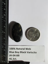 Load image into Gallery viewer, 46.3 ct. (34.5x19x8 mm) Natural Blue Boy Black Variscite Cabochon Gemstone, # JH 04