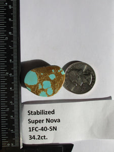 34.2 ct. (30x22x9 mm) Stabilized Supernova Turquoise Cabochon Gemstone, # 1FC 40