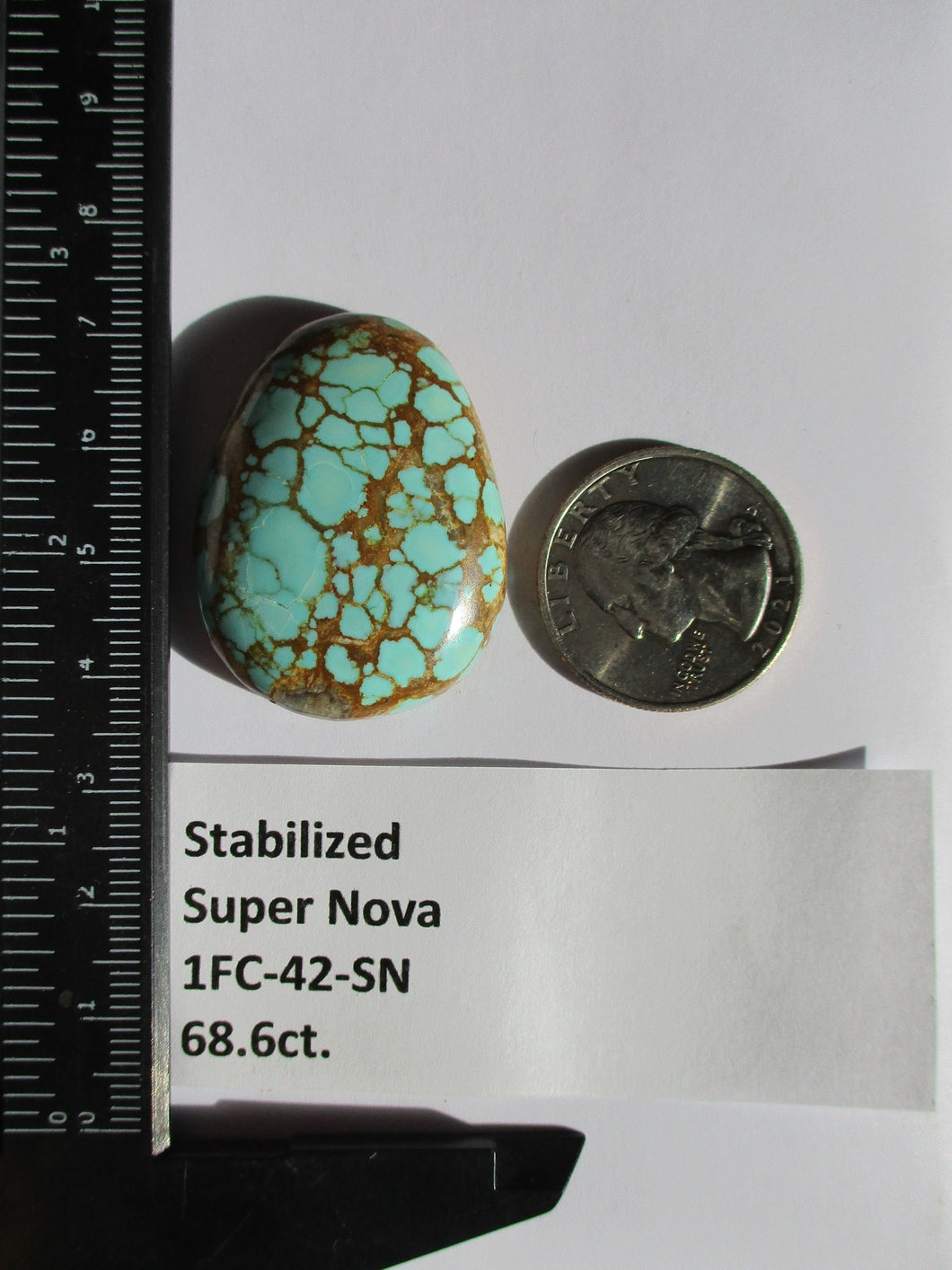 68.6 ct. (38x28x9.5 mm) Stabilized Supernova Turquoise Cabochon Gemstone, # 1FC 42